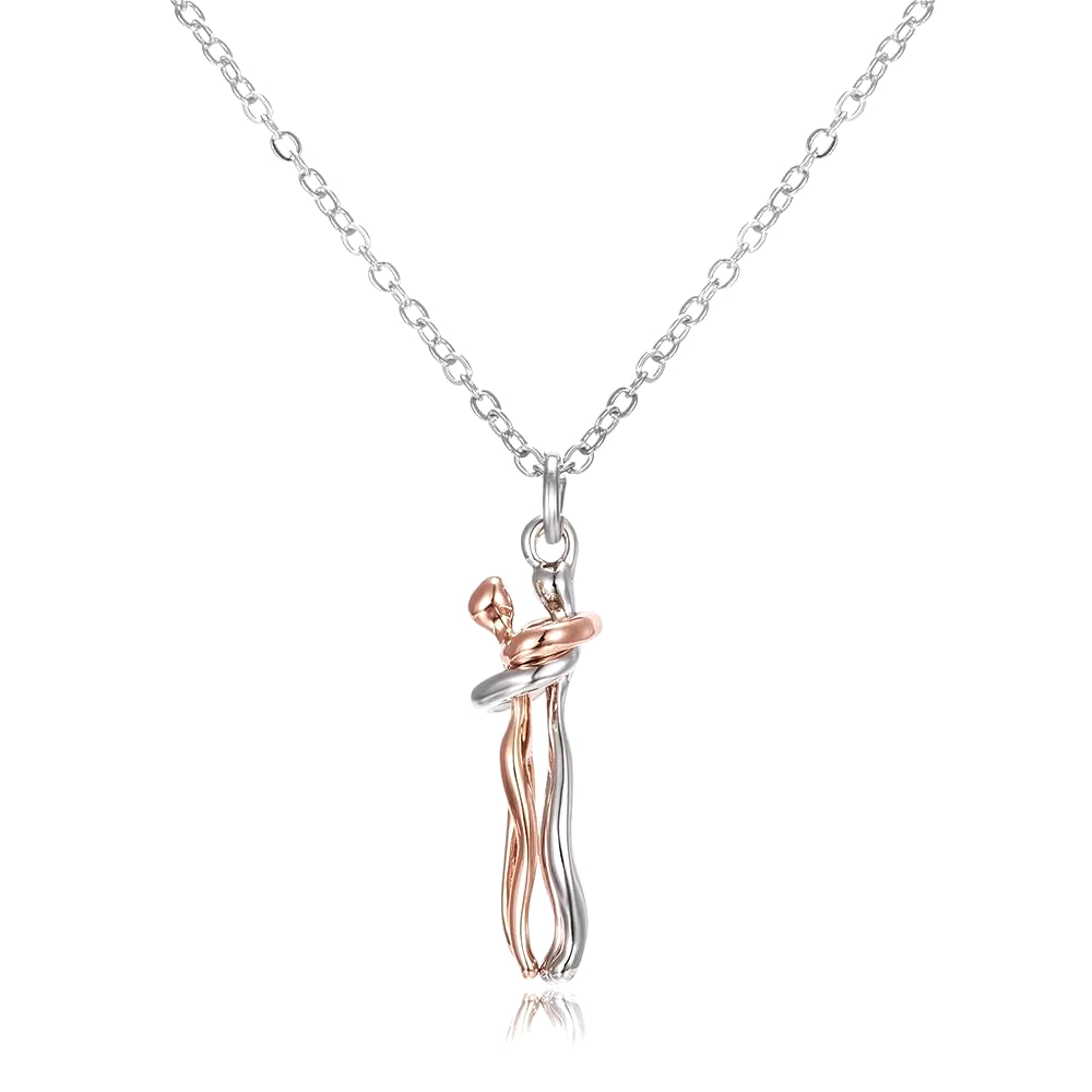 Hug Couples Pendant Necklace for Him and Her, the Tale of Two Lovers Jewelry, Affectionate Hug Necklaces Couple for Women Men