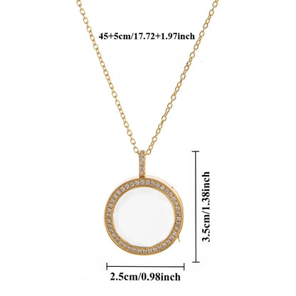 Retro Personality Picture Box with Adjustable Crescent Eyes and Four Leaf Clover DIY Pendant Necklace Jewellery Woman