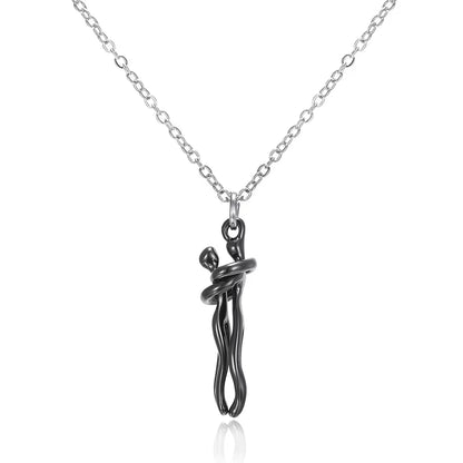Hug Couples Pendant Necklace for Him and Her, the Tale of Two Lovers Jewelry, Affectionate Hug Necklaces Couple for Women Men